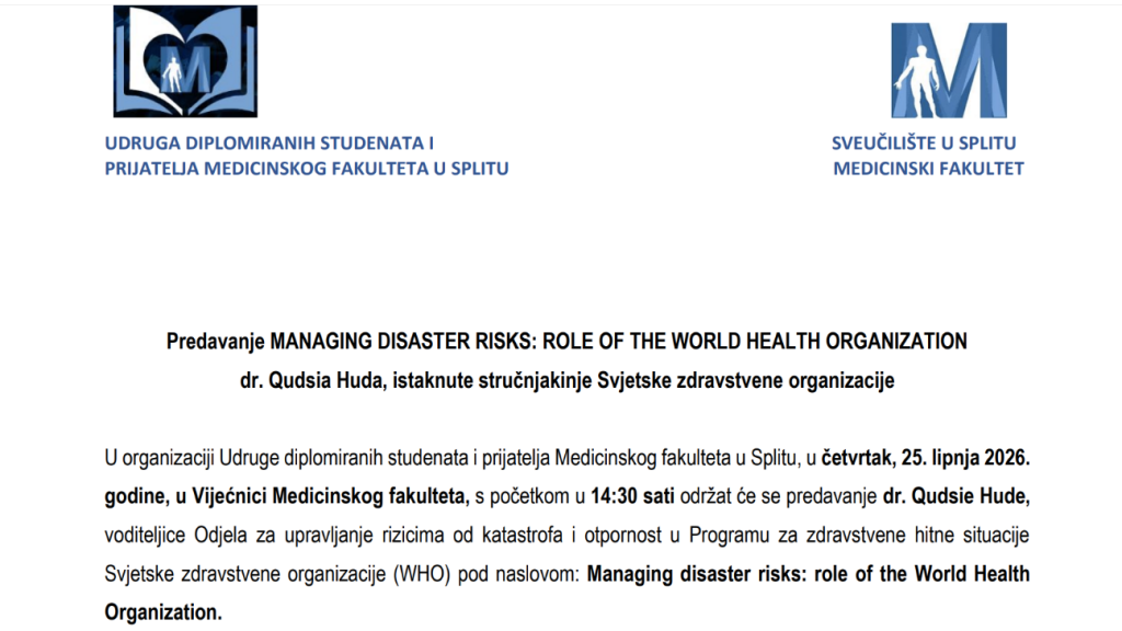 Predavanje dr. Qudsia Huda, Managing disaster risks: role of the World Health Organization